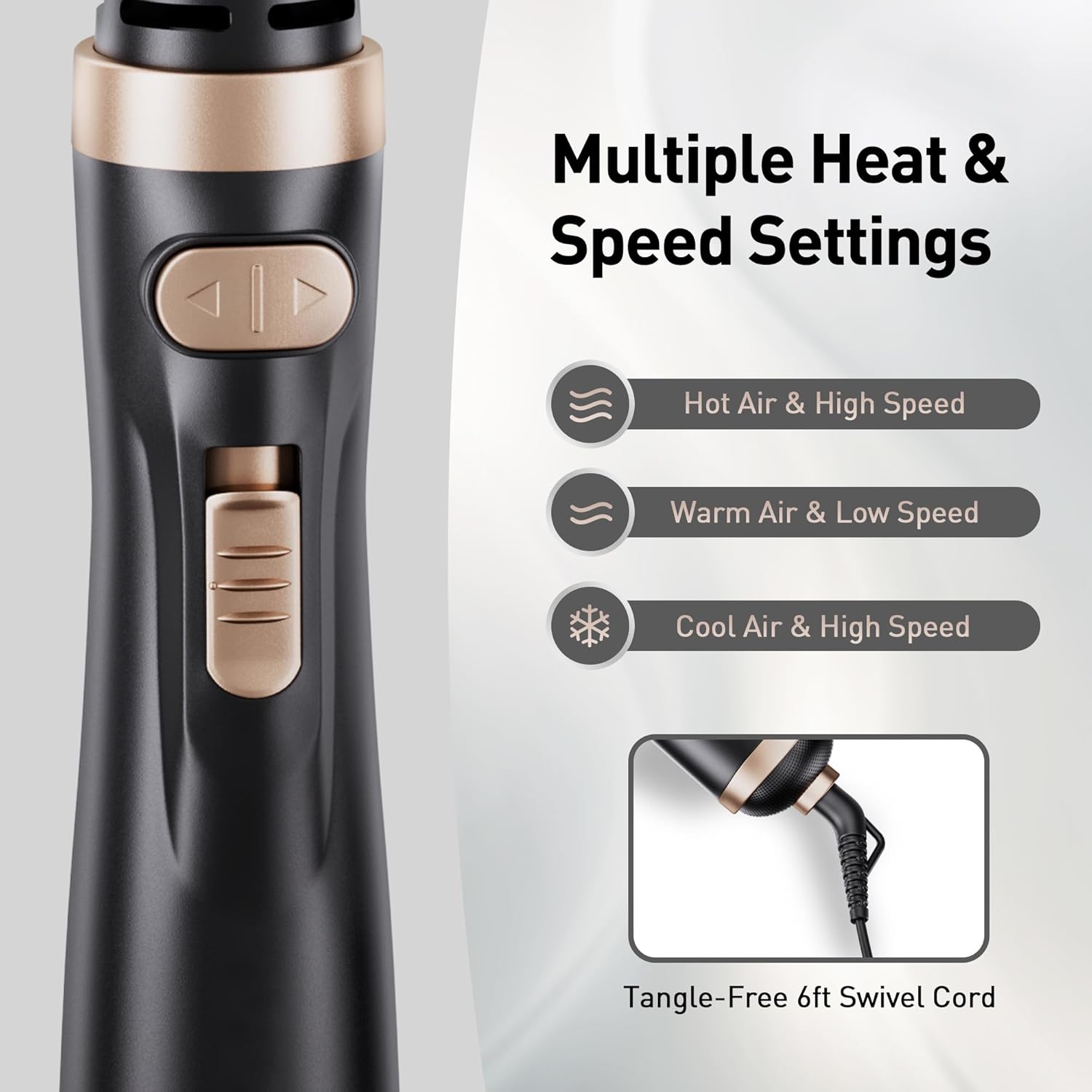 Beautimeter 3-in-1 Hot Air Styler: Rotating Blow Dryer Brush with 2-Inch and 1.5-Inch Brushes