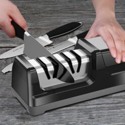 Enutogo Knife Sharpener, Professional 2-Stages Eleltric Knife Sharpeners with Diamond Abrasives for 20-Degree Straight Edge, Black