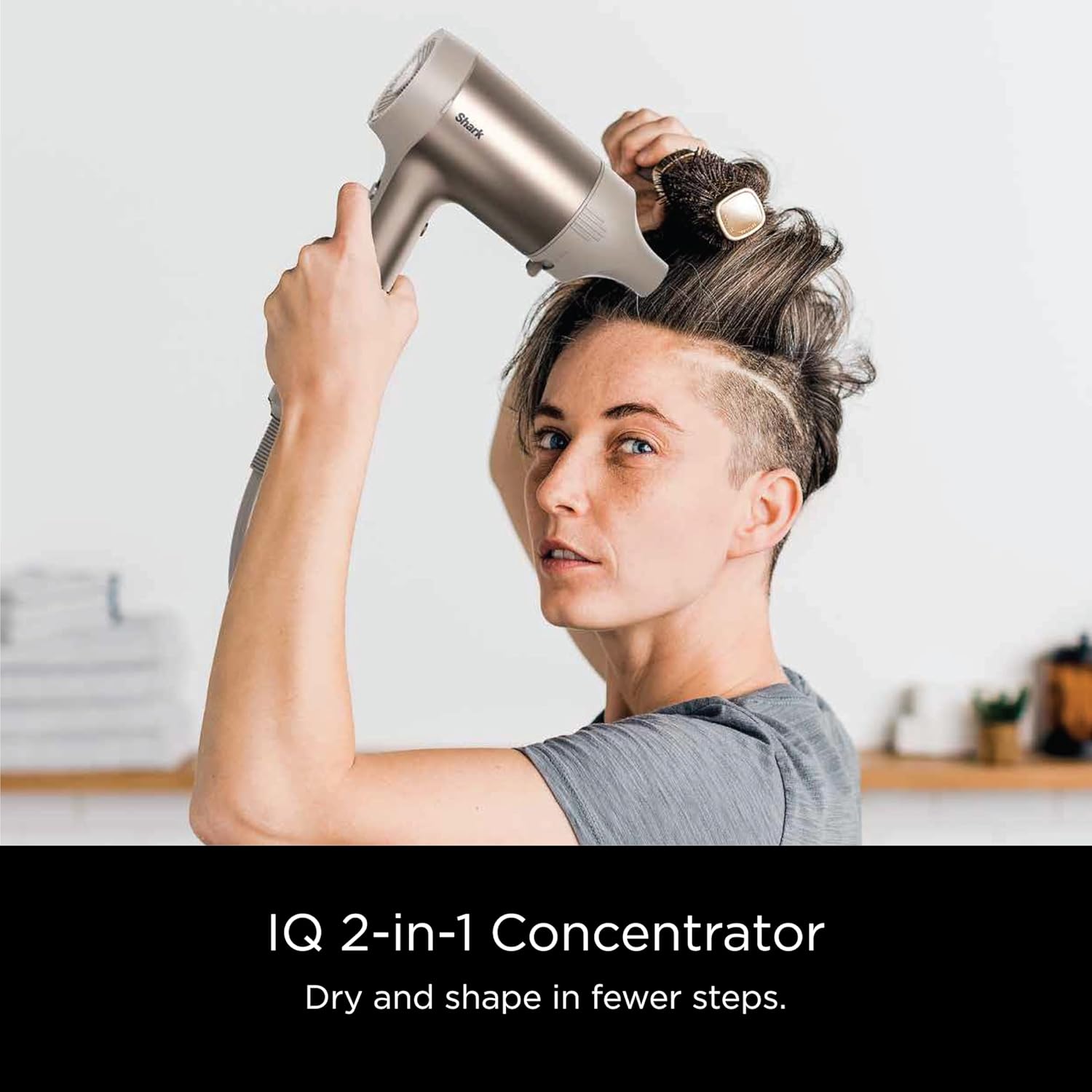 Shark HD112BRN Hair Blow Dryer HyperAIR Ionic Hair Dryer with 2-in-1 Concentrator and Styling Attachments, Auto Presets