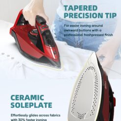 OMAIGA Cordless Iron, 1500W Cordless Iron with Steam with 11.84ozs Water Tank, Anti Drip Iron Cordless with Ceramic Soleplate