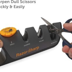 RAZORSHARP Knife Sharpener With Adjustable Angle Guide, Diamond-Coated Ceramic Sharpening Stones