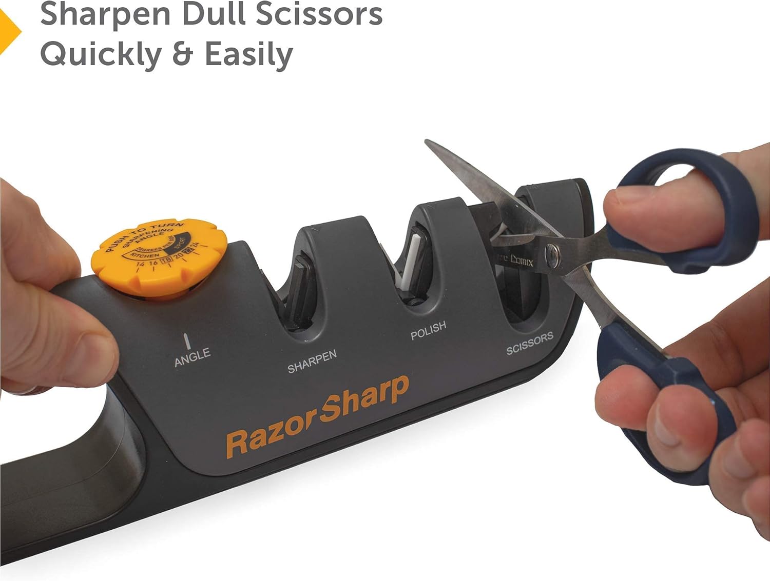 RAZORSHARP Knife Sharpener With Adjustable Angle Guide, Diamond-Coated Ceramic Sharpening Stones