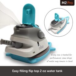 Oliso M2 Mini Project Steam Iron with Solemate - for Sewing, Quilting, Crafting, and Travel, Turquoise