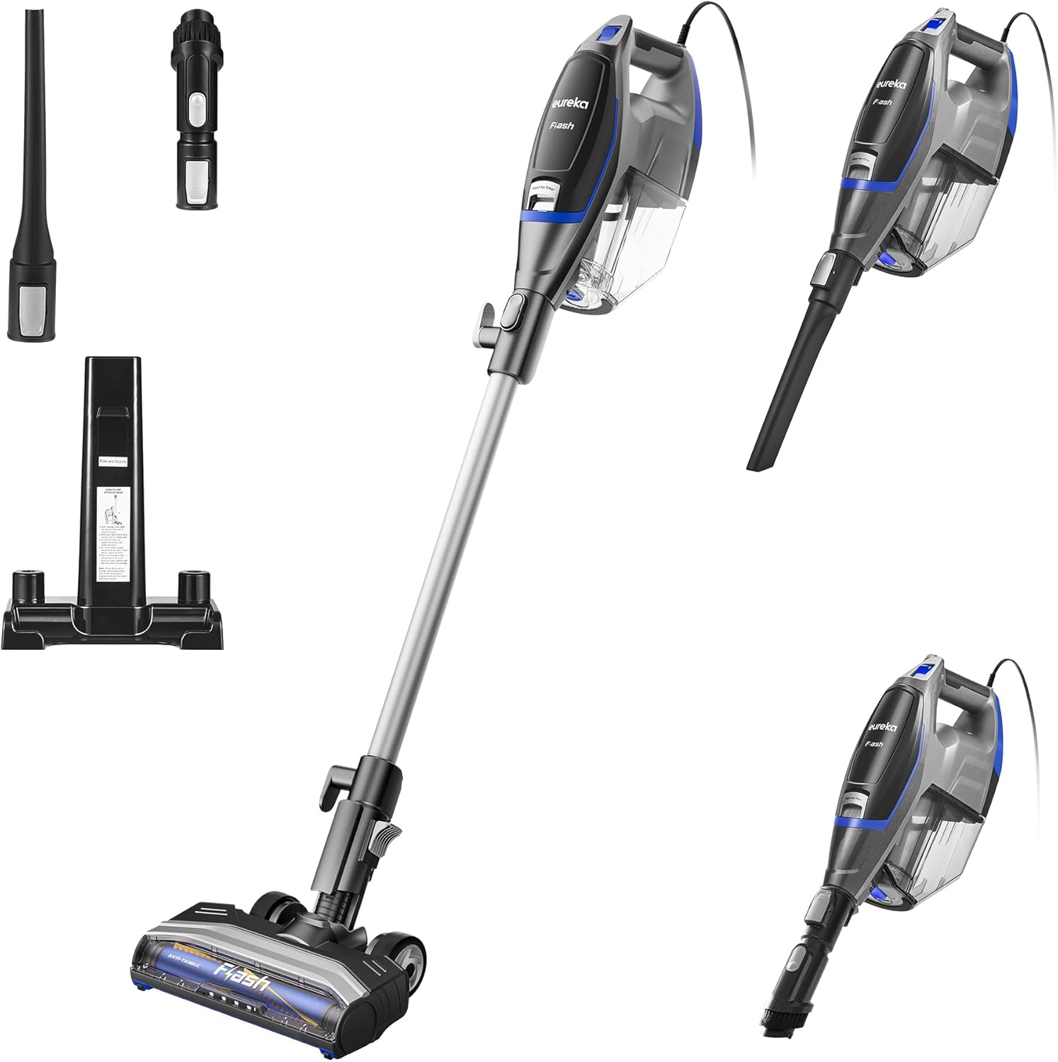 Eureka Corded Stick Vacuum Cleaner for Home Pet Hair, Lightweight Vacuum Cleaner with Powerful Suction, Blue, NES520BL