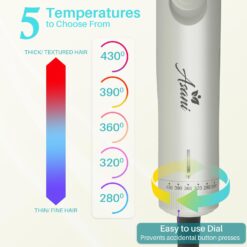 Asani 360° Airflow Styler - 2-in-1 Professional Curling Wand & Hair Straightener - Flat Iron Curler with Cooling Fan, Air Vents (White)