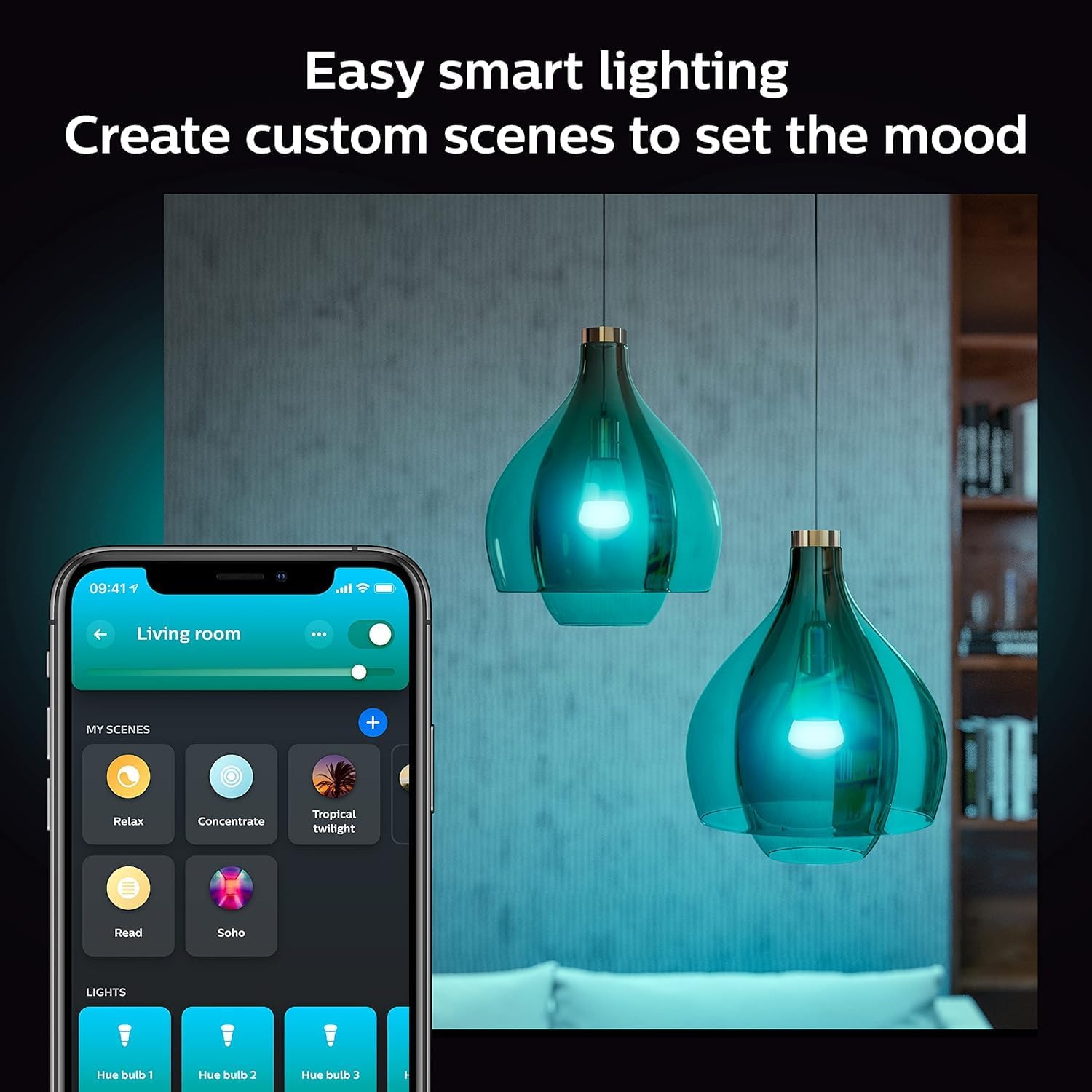 Philips Hue White and Color Ambiance A19 Medium Lumen Smart Bulb, 1100 Lumens, 1 Bulb