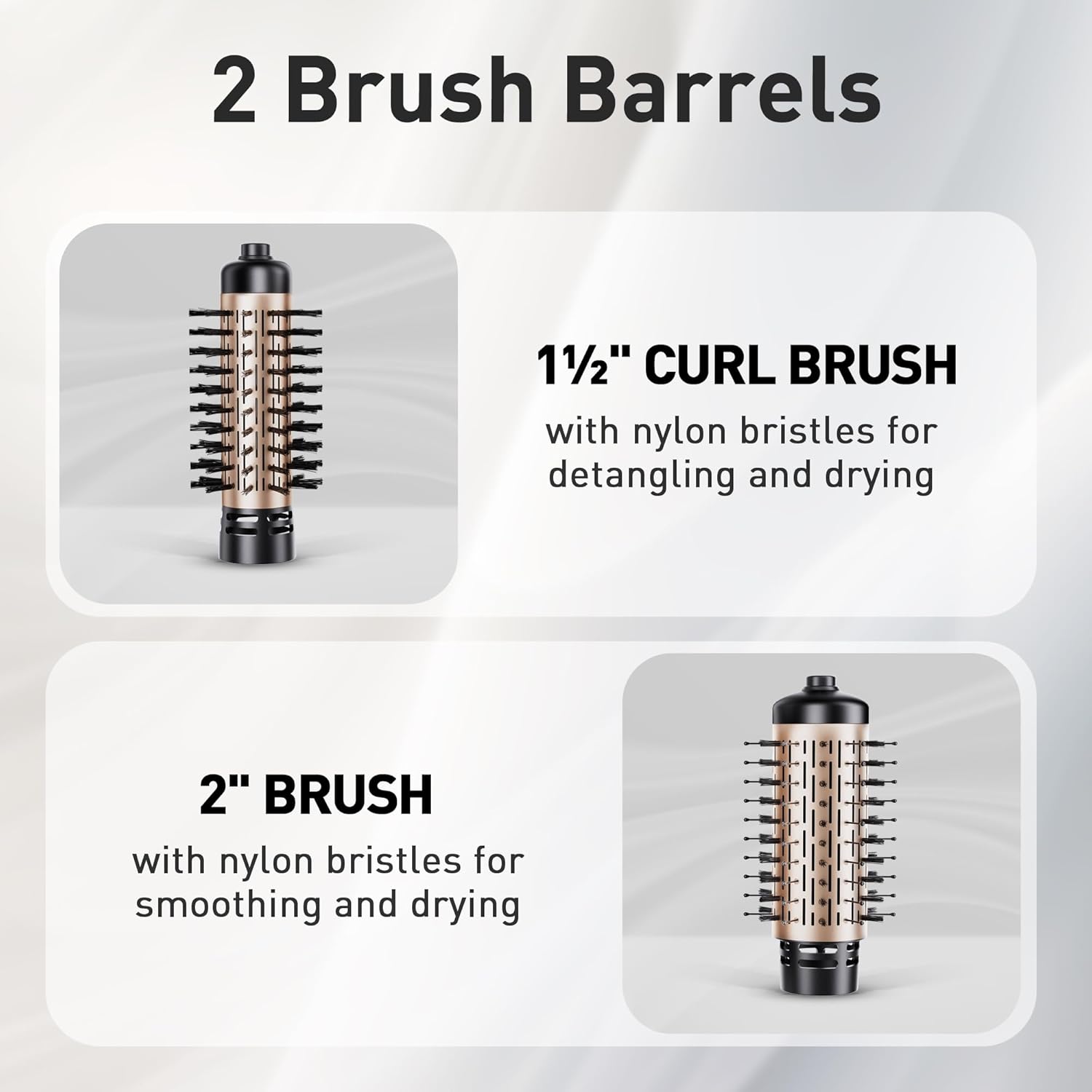 Beautimeter 3-in-1 Hot Air Styler: Rotating Blow Dryer Brush with 2-Inch and 1.5-Inch Brushes