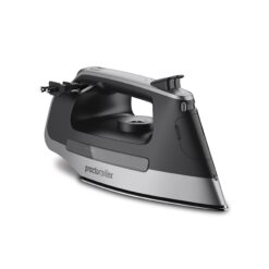 Proctor Silex Steam Iron for Clothes with Durable Stainless Steel Soleplate, 1500 Watts, 8’ Retractable Cord, Gray and Black (14250)