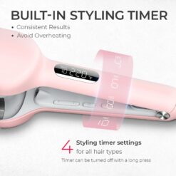 TYMO ROVY Beach Waves Curling Wand, Ionic Deep Waver Hair Curler Tool with Ceramic 3 Barrel for Women, Pink, 1.25 Inch