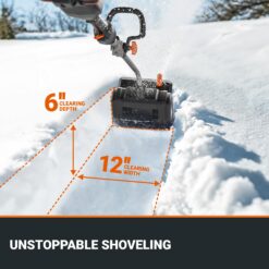 WORX Nitro 40V 12'' Electric Snow Shovel, 4-Car Driveway Cordless Snow Thrower, 2 Speeds Brushless Motor, WG460