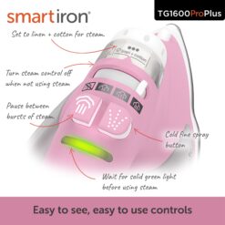 Oliso TG1600 Pro Plus 1800 Watt SmartIron with Auto Lift - for Clothes, Sewing, Quilting and Crafting Ironing, Pink