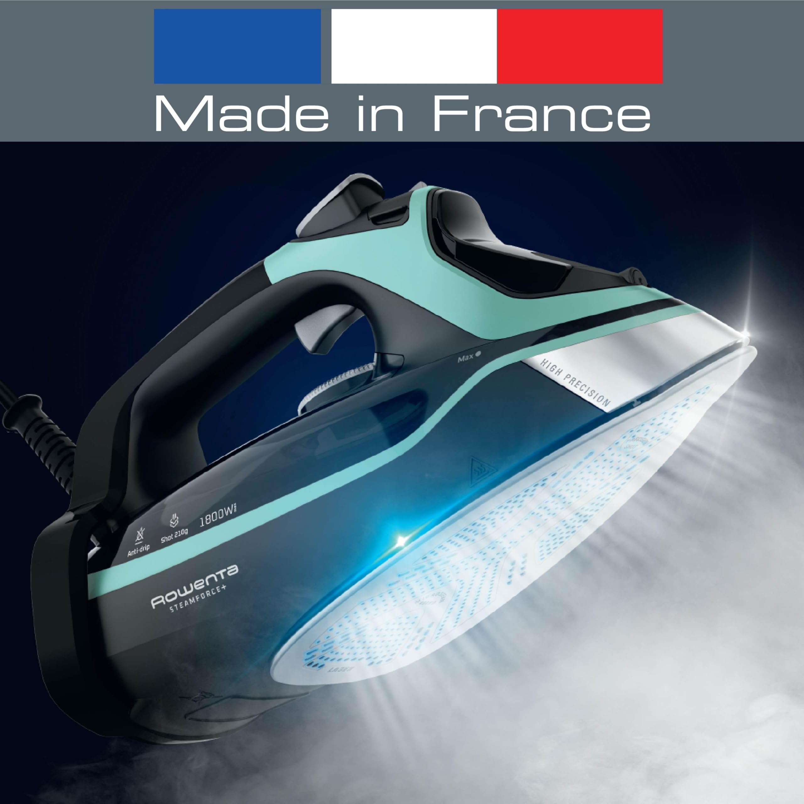 Rowenta Steam Force Stainless Steel Soleplate Steam Iron for Clothes 400 Microsteam Holes 1800 Watts Ironing, Fabric Steamer