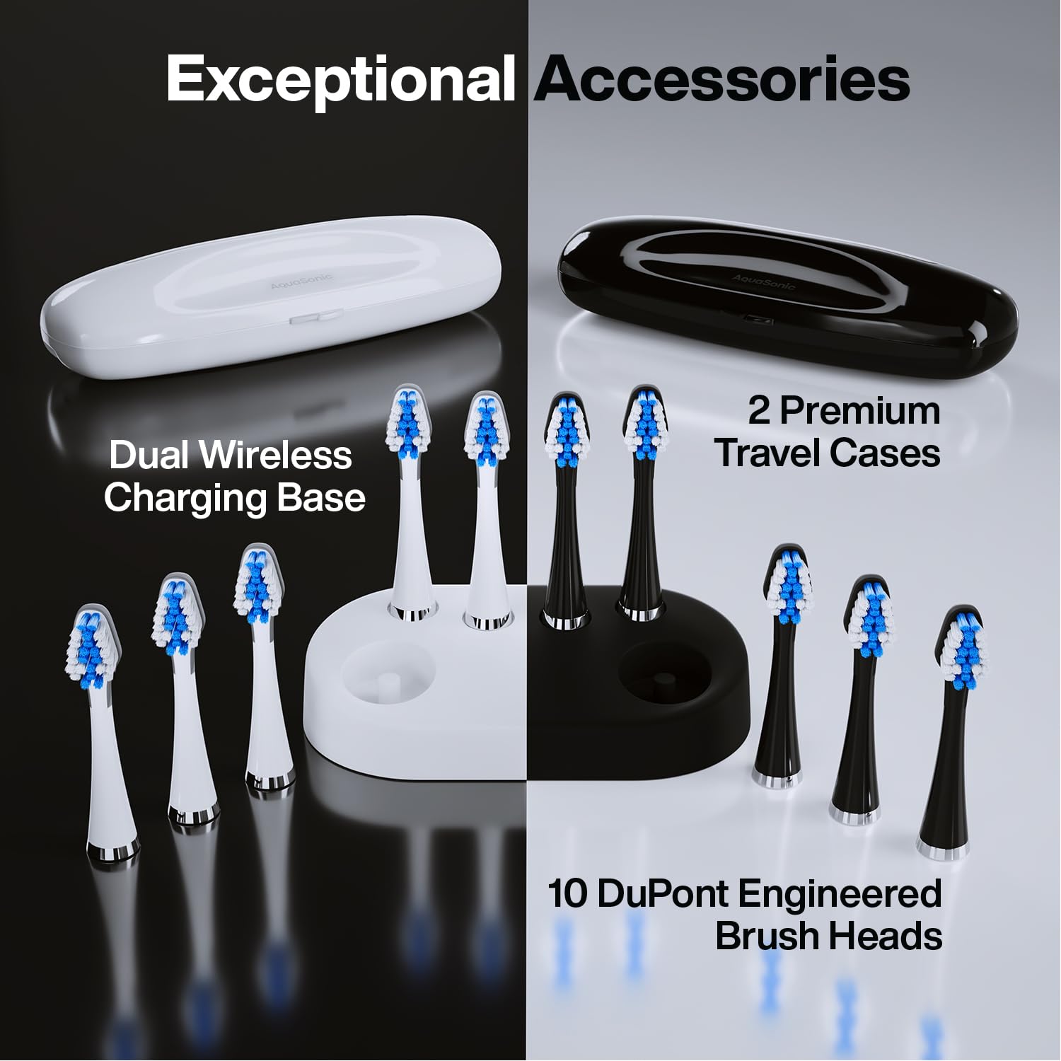 Aquasonic Duo Dual Handle Ultra Whitening 40,000 VPM Wireless Charging Electric ToothBrushes