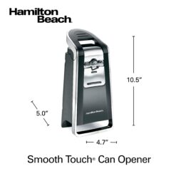 Hamilton Beach Smooth Touch Electric Automatic Can Opener with Easy Push Down Lever, Extra Tall, Black and Chrome (76606AG)