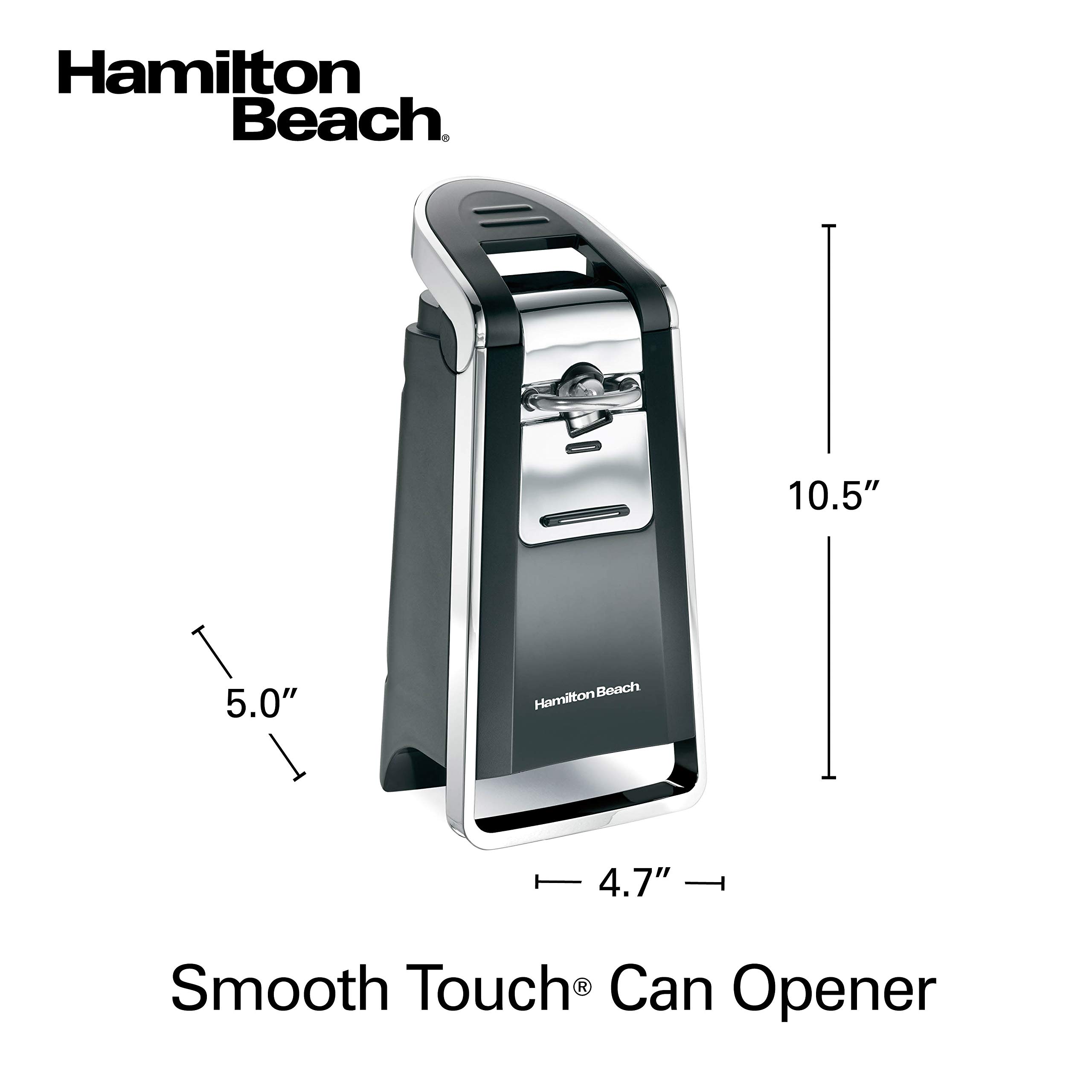 Hamilton Beach Smooth Touch Electric Automatic Can Opener with Easy Push Down Lever, Extra Tall, Black and Chrome (76606AG)