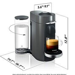 Nespresso Vertuo Plus Deluxe Coffee and Espresso Maker by De'Longhi, Titan with Aeroccino Milk Frother, 110 Volts