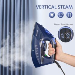 BEAUTURAL Steam Iron for Clothes with Precision Thermostat Dial, Anti-Drip Blue