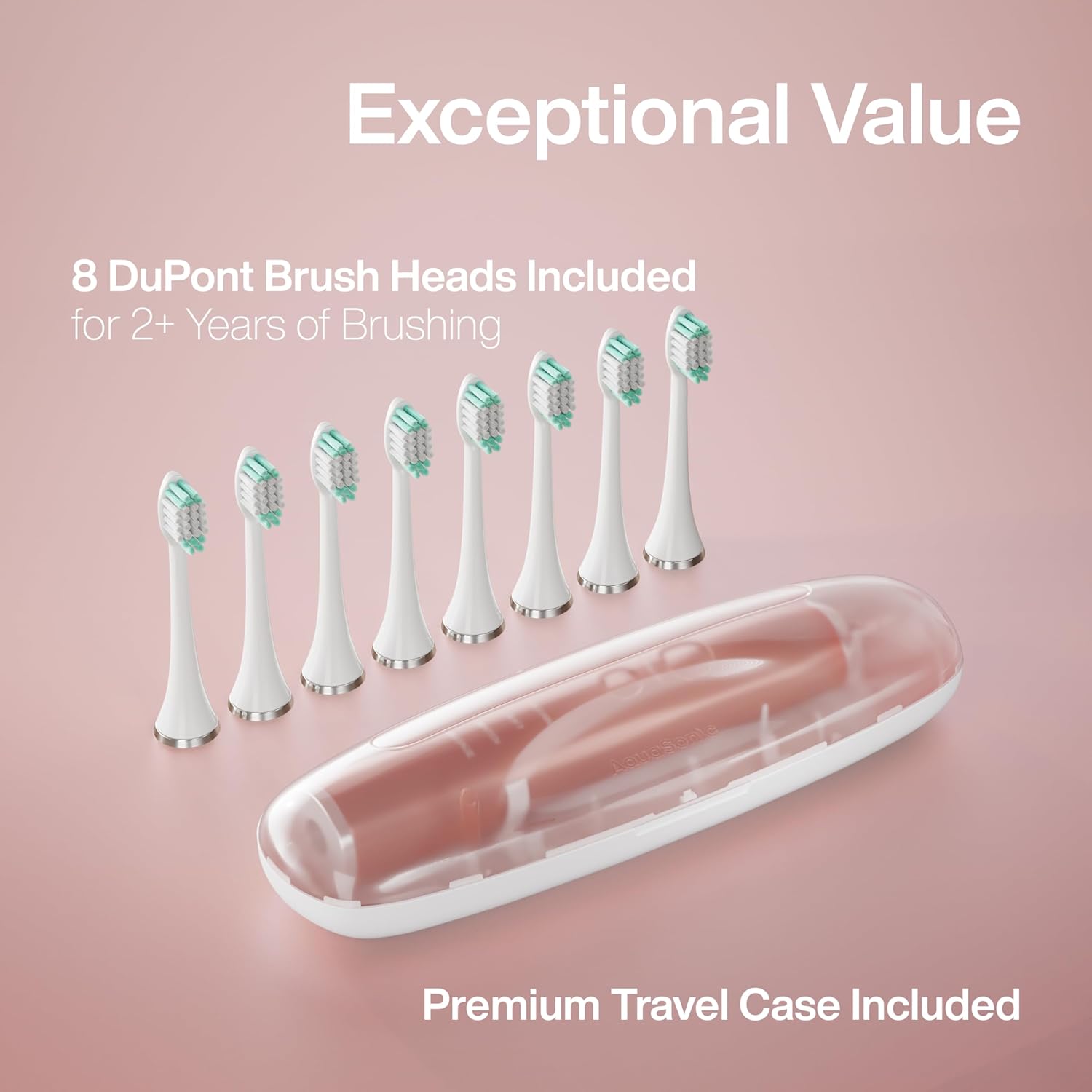 Aquasonic Vibe Series Ultra, Whitening Toothbrush, ADA Accepted Electric Toothbrush - 8 Brush Heads & Travel Case