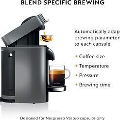 Nespresso Vertuo Plus Deluxe Coffee and Espresso Maker by De'Longhi, Titan with Aeroccino Milk Frother, 110 Volts