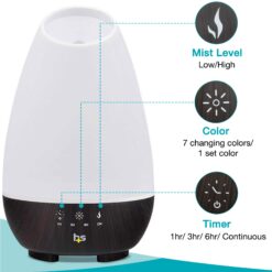 HealthSmart Essential Oil Diffuser, Cool Mist Humidifier and Aromatherapy Diffuser, White