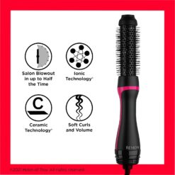 REVLON One-Step Root Booster Round Blow Dryer Brush and Hair Styler, Boost Roots, 1 ½ inch Barrel (Black)