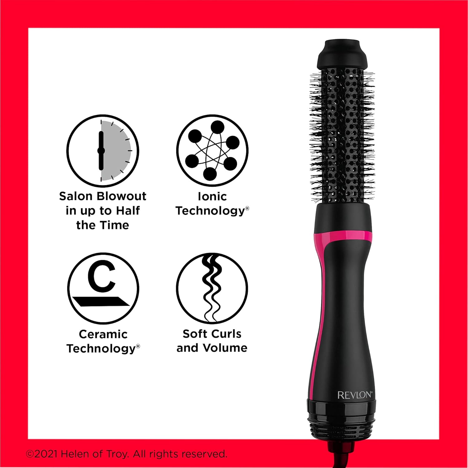 REVLON One-Step Root Booster Round Blow Dryer Brush and Hair Styler, Boost Roots, 1 ½ inch Barrel (Black)