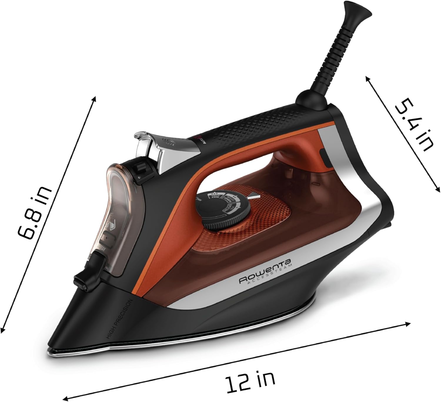 Rowenta Iron Steamer for Clothes, Stainless Steel Soleplate Steam Iron, Microsteam Holes, 1700 Watts, Black, DW2360