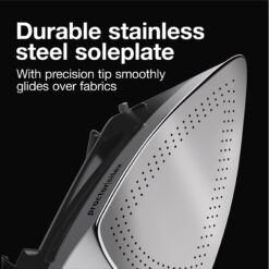 Proctor Silex Steam Iron for Clothes with Durable Stainless Steel Soleplate, 1500 Watts, 8’ Retractable Cord, Gray and Black (14250)