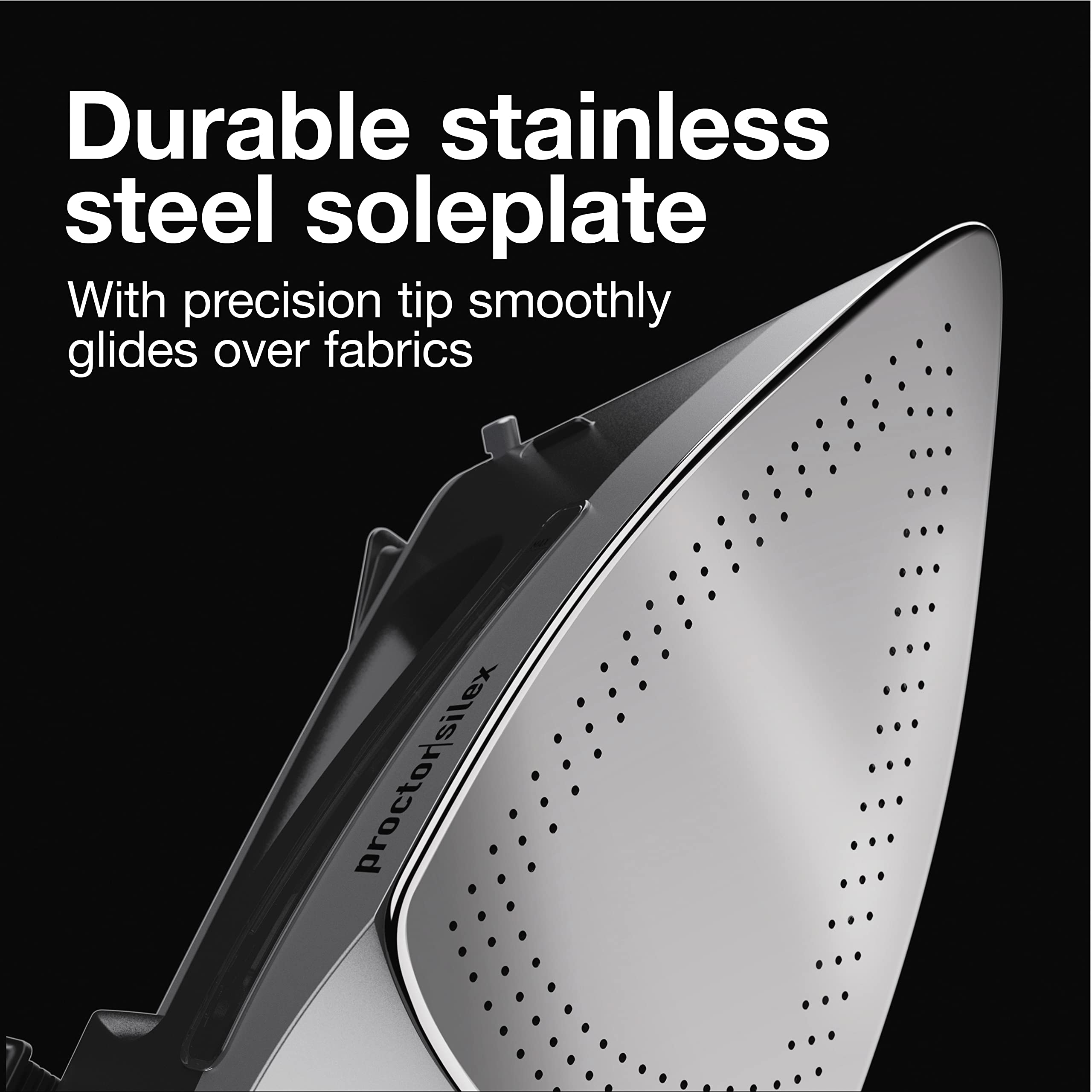 Proctor Silex Steam Iron for Clothes with Durable Stainless Steel Soleplate, 1500 Watts, 8’ Retractable Cord, Gray and Black (14250)