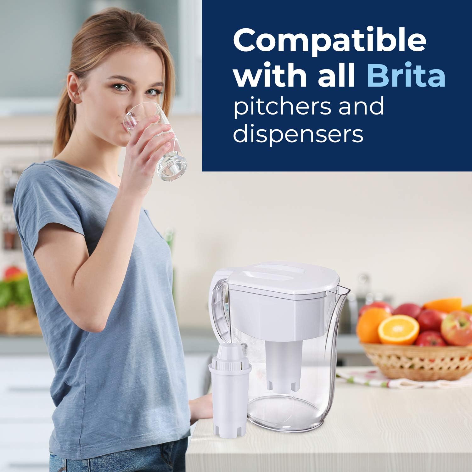 Pureline Replacement for Brita Filter, Pitchers and Dispensers, Classic 35557, OB03, Mavea 107007, (6 Pack)