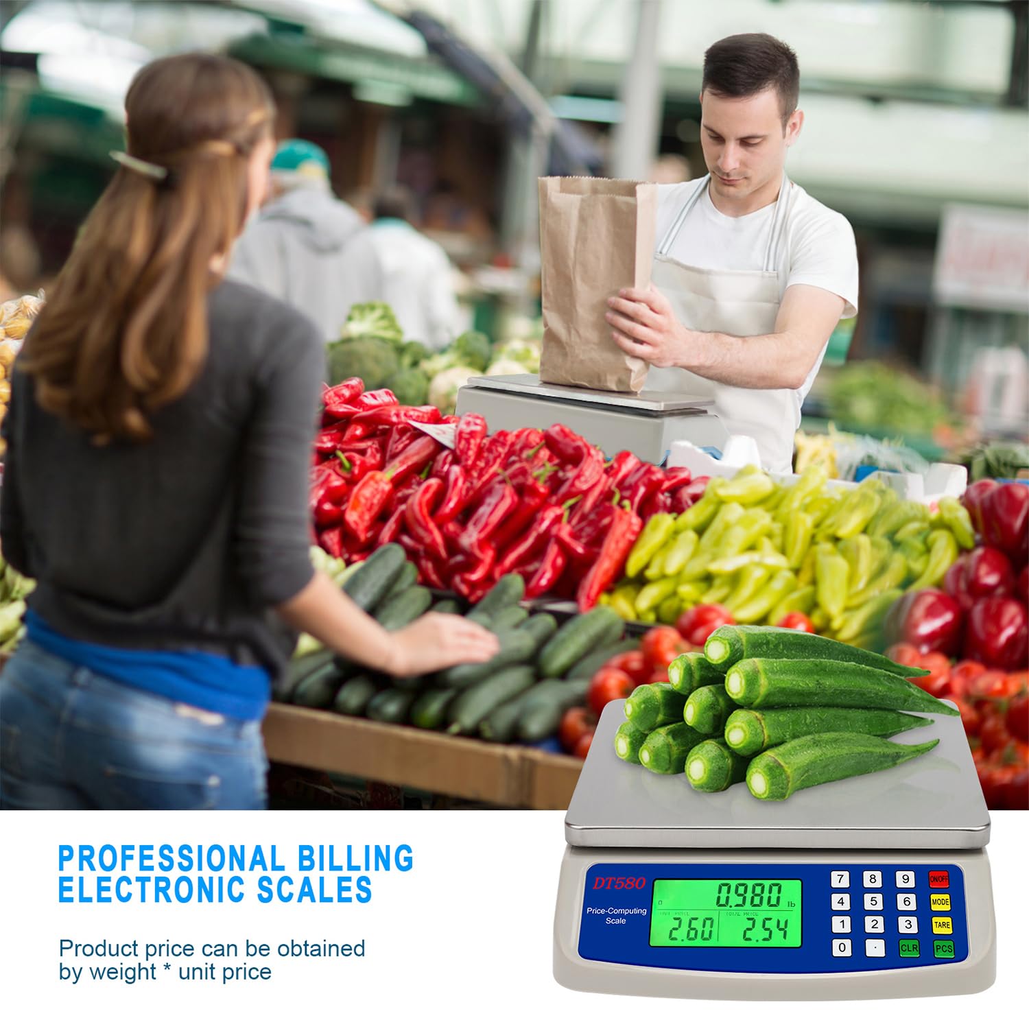 RUJIXU Large Digital Kitchen Scale 30KG Commercial Food Scale 66LB