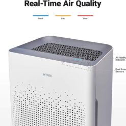 WINIX AM90 Air Purifier for Home Large Room Up to 1740 Ft² in 1 Hr With Air Quality Monitor, True HEPA, Carbon Filter and Auto Mode, Captures Pet Allergies, Smoke, Dust