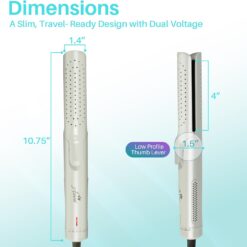 Asani 360° Airflow Styler - 2-in-1 Professional Curling Wand & Hair Straightener - Flat Iron Curler with Cooling Fan, Air Vents (White)
