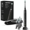 Aquasonic Black Series Ultra Whitening Toothbrush – ADA Accepted Electric Toothbrush- 8 Brush Heads & Travel Case