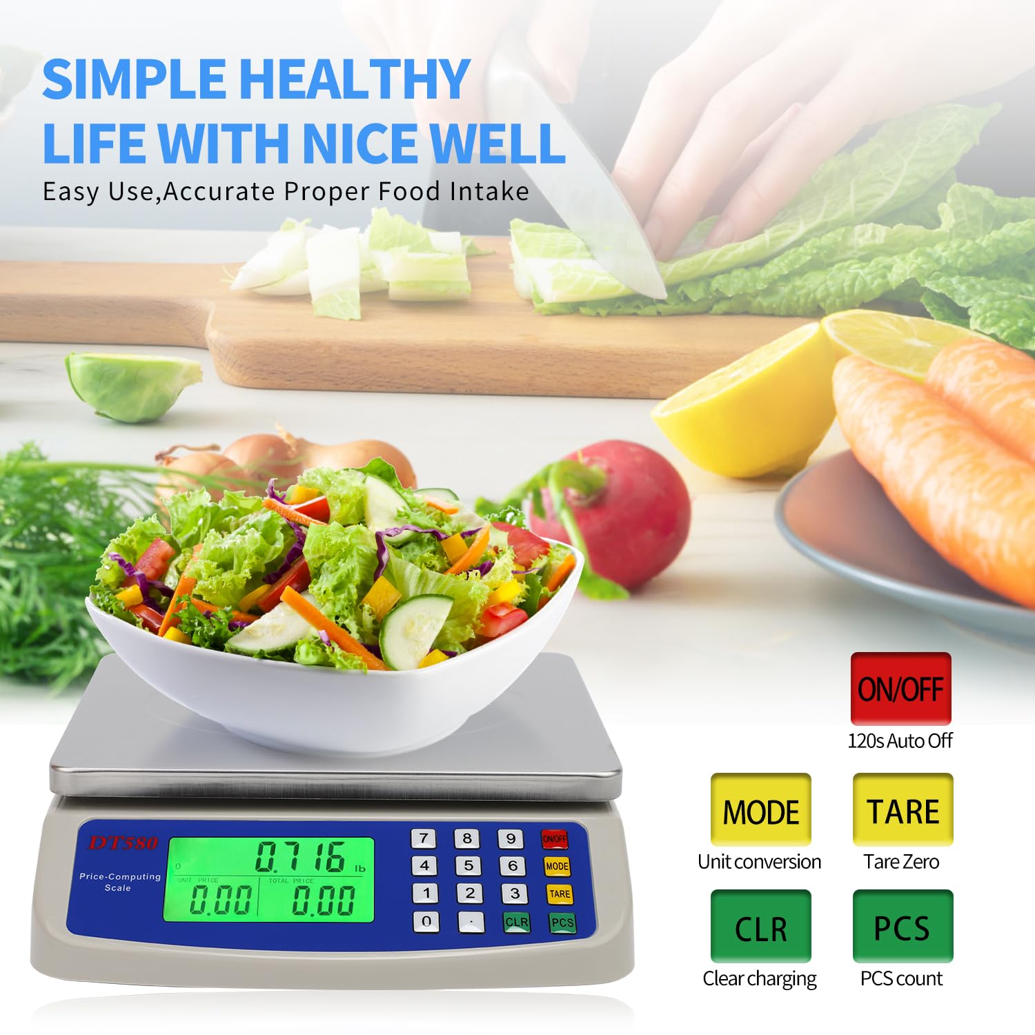 RUJIXU Large Digital Kitchen Scale 30KG Commercial Food Scale 66LB