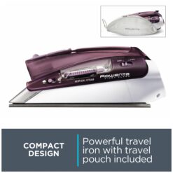 Rowenta Travel Iron, Pro Compact Stainless Steel Soleplate Hand Held Steamer Iron for Clothes, 200 Microsteam Holes, 1000 Watts Ironing