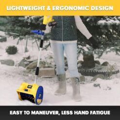 Mellif Brushless Snow Shovel with 4.0Ah Battery & Charger Kit, 12in. Clear Width, Heavy-Duty, Cordless (Yellow & Blue)
