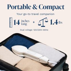 Nori Press Travel Steam Iron, Handheld Iron With Steam, No Ironing Board Required, Easy to Use w/ 6 Fabric Settings, White