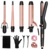 Ufree 5 in 1 Curling Iron with Interchangeable Ceramic Barrels (0.35"-1.25"), Curling Wand Set with Flat Iron Hair Straightener, Women Gifts