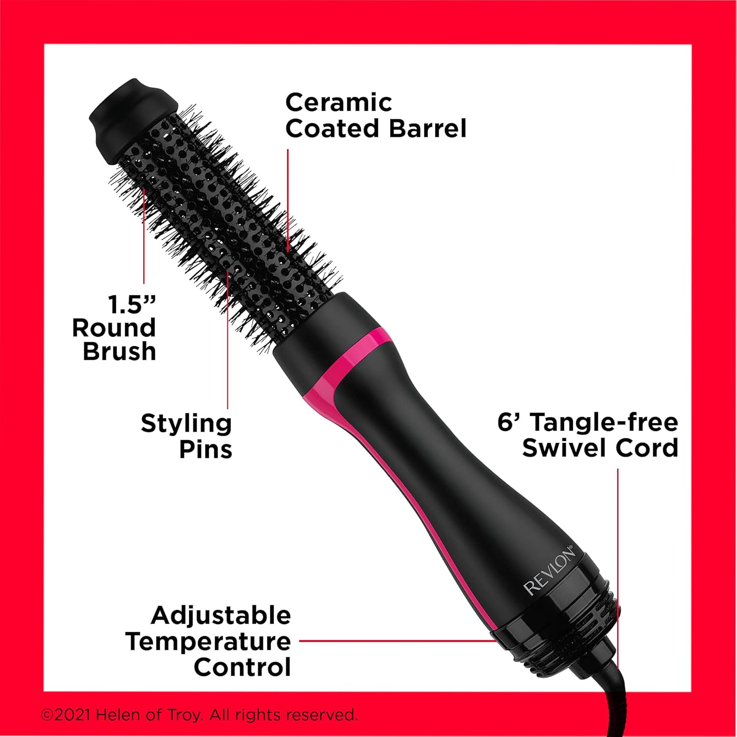 REVLON One-Step Root Booster Round Blow Dryer Brush and Hair Styler, Boost Roots, 1 ½ inch Barrel (Black)
