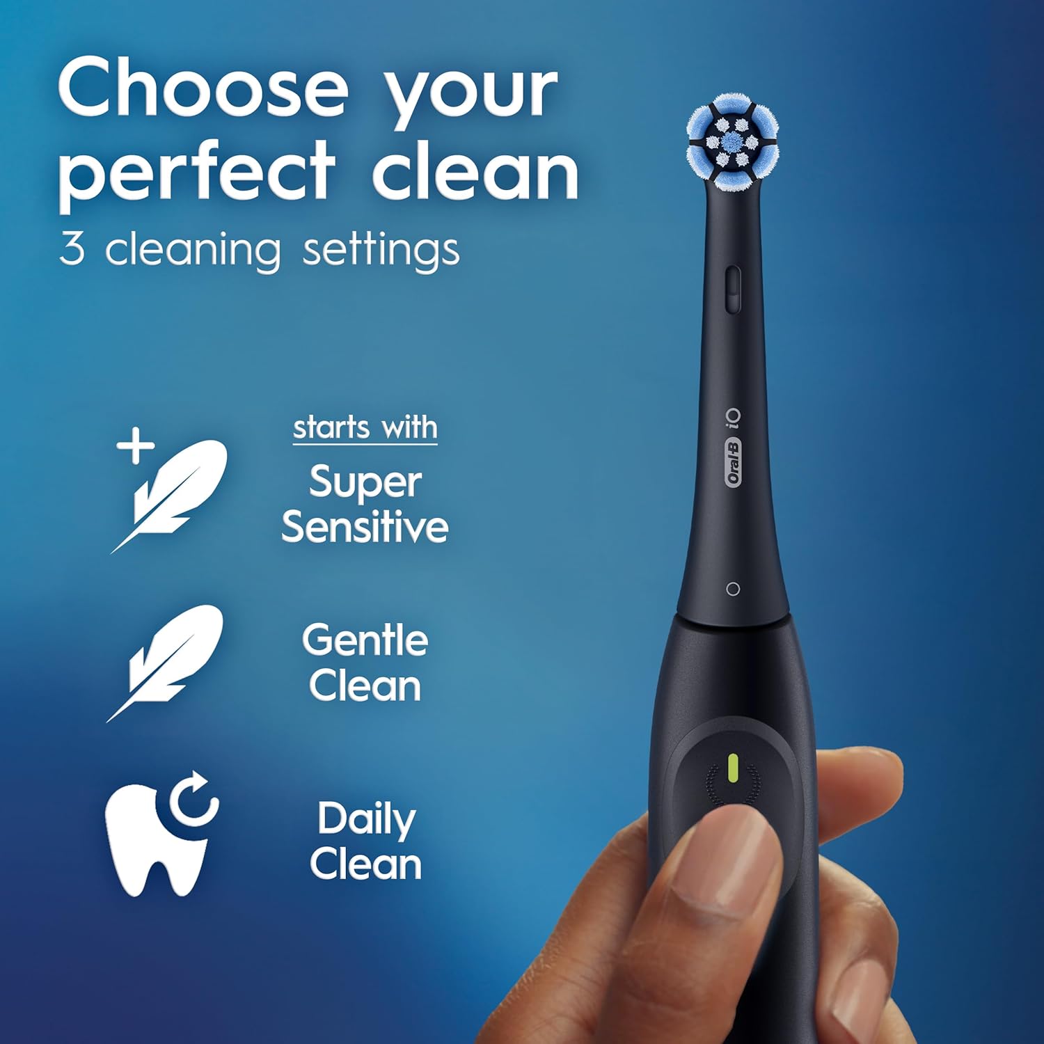Oral-B iO Series 2 Rechargeable Electric Powered Toothbrush Starter Kit, Night Black with 2 Brush Heads