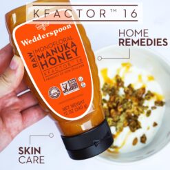 Wedderspoon Raw Premium Manuka Honey, KFactor 16, 12 Oz, Unpasteurized, Genuine New Zealand Honey, Multi-Functional