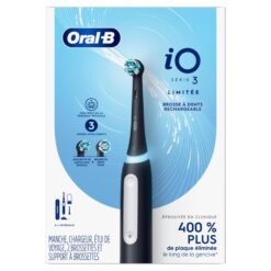 Oral-B iO Deep Clean Rechargeable Electric Powered Toothbrush, Black with iO Series 3 Limited, 2 Brush Heads and Travel Case