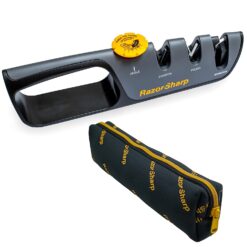 RAZORSHARP Knife Sharpener With Adjustable Angle Guide, Diamond-Coated Ceramic Sharpening Stones