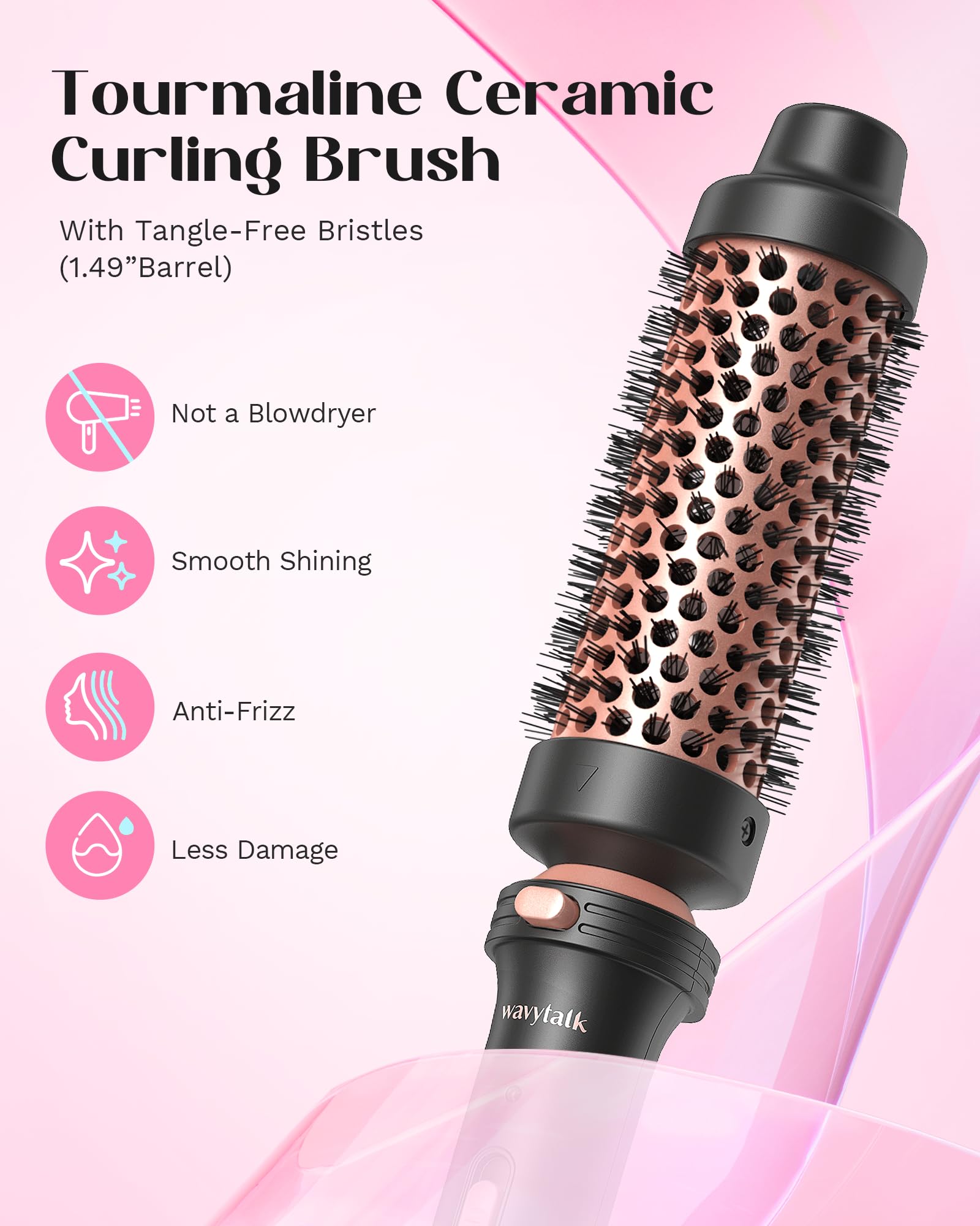 Wavytalk 5 in 1 Curling Iron,Curling Wand Set with Curling Brush and 4 Interchangeable Ceramic Curling Wand(0.5”-1.25”)
