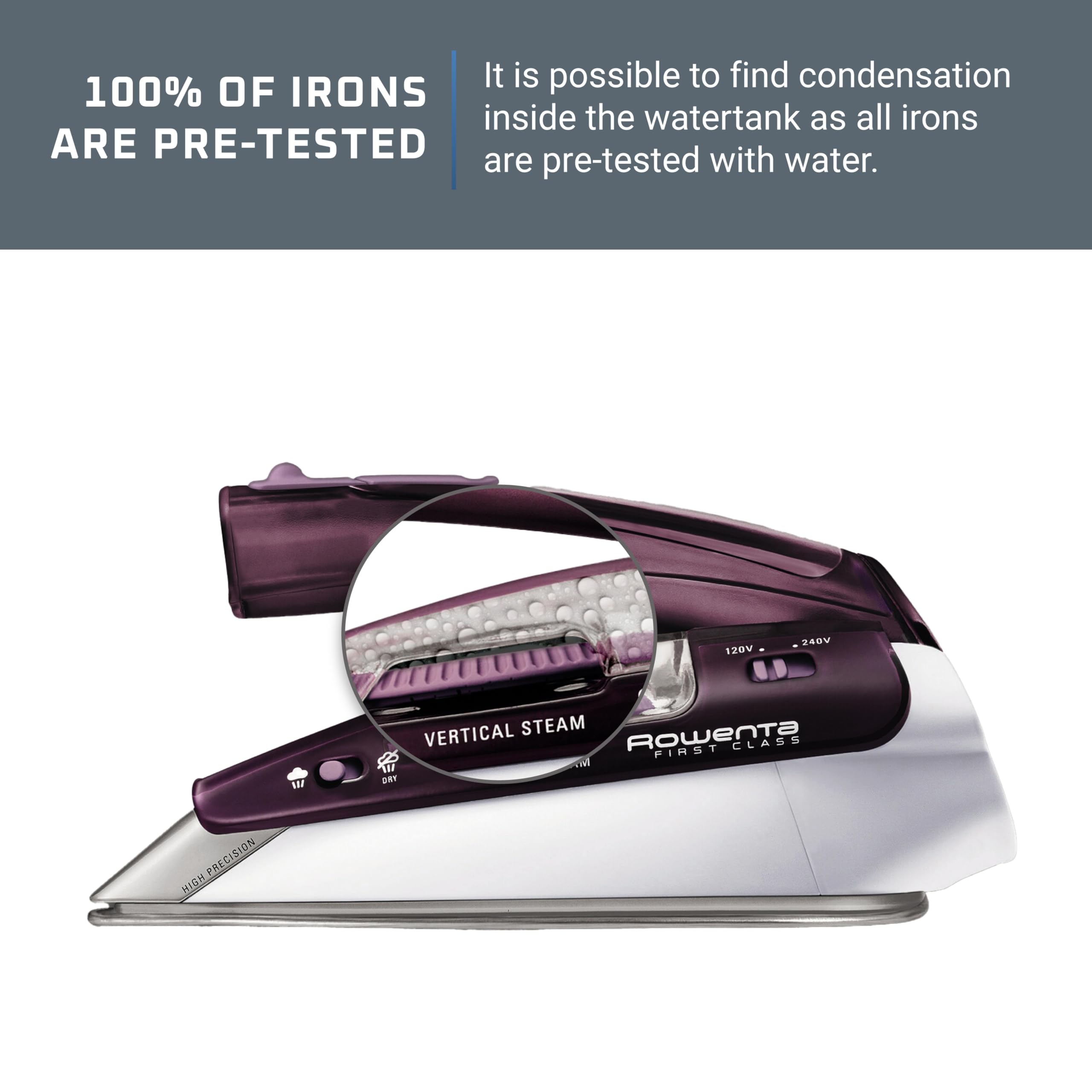 Rowenta Travel Iron, Pro Compact Stainless Steel Soleplate Hand Held Steamer Iron for Clothes, 200 Microsteam Holes, 1000 Watts Ironing