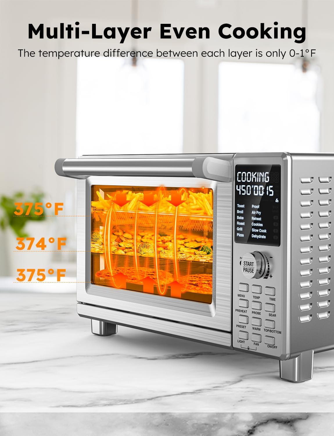 Nuwave Bravo XL Pro Air Fryer Toaster Oven, Improved 100% Super Convection, Quicker & Crispier Results, Stainless Steel