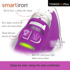 Oliso TG1600 Pro Plus 1800 Watt SmartIron with Auto Lift - for Clothes, Sewing, Quilting and Crafting Ironing, Purple