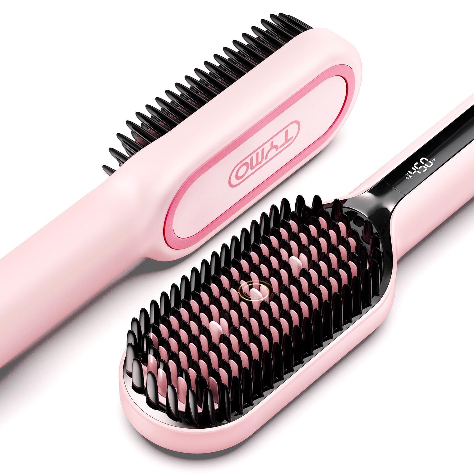 TYMO Ionic Hair Straightener Brush with 16 Temps, 30s Heat-up, Dual Voltage - for Thick, Thin, Curly Hair
