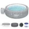 Coleman Sicily AirJet Round Inflatable Hot Tub with EnergySense Cover Grey